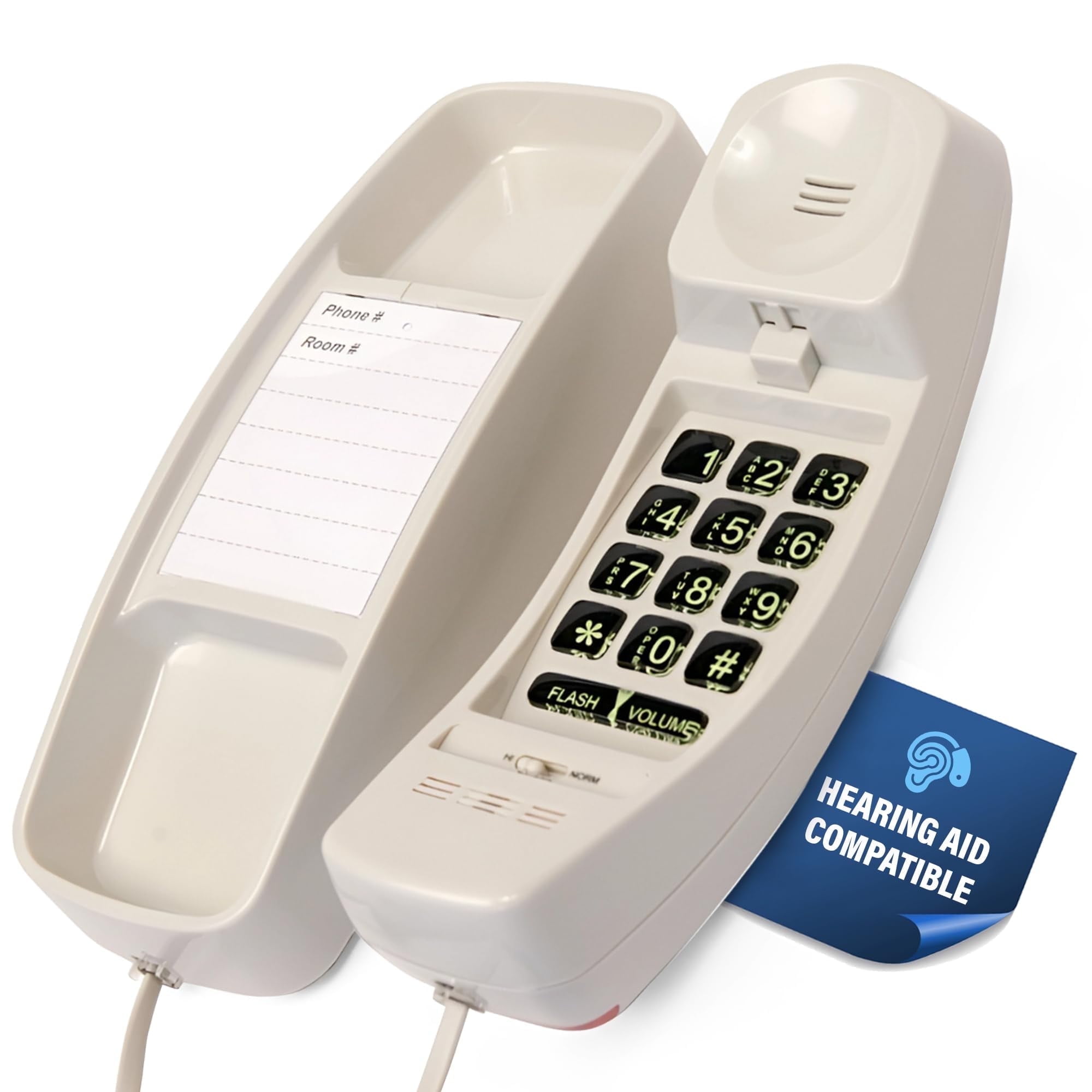 Med-Pat T1C Trimline Corded Telephone, Wall-Mountable, Ring/In-Use Light, Hearing Aid Compatible, Dove Grey
