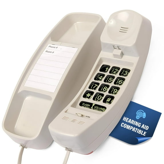 Med-Pat T1C Trimline Corded Telephone, Wall-Mountable, Ring/In-Use Light, Hearing Aid Compatible, Dove Grey