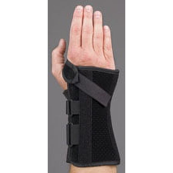 Med Spec V-Strap Wrist Support Brace, 8" Black, Small, Left Short
