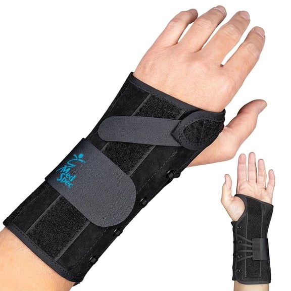 Med Spec Wrist Lacer Support, 10.5" Black, Large Right