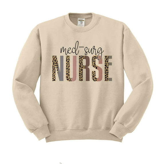 Med-Surg Nurse Leopard Print Sweatshirt Unisex X-Large Sand