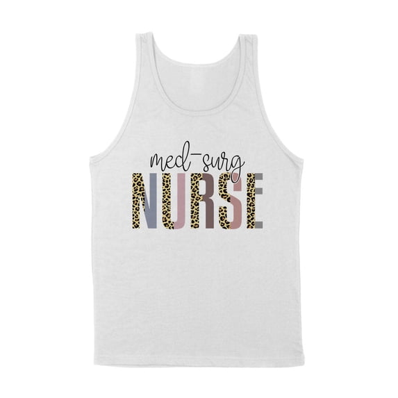 Med-Surg Nurse Leopard Print Tank Top Unisex Large White