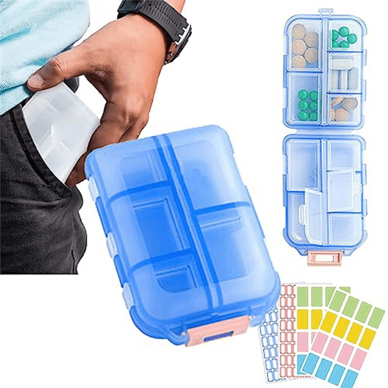 Med Wallet Pills with Labels, Medwallet Pill Organizer, Med Wallet Pill Case, Portable Daily Pill Case,Medicine Wallet A