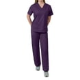 thumbnail image 1 of Medgear Womens Scrubs Set V-Neck Top and Drawstring Pant Medical Uniform, 1 of 4