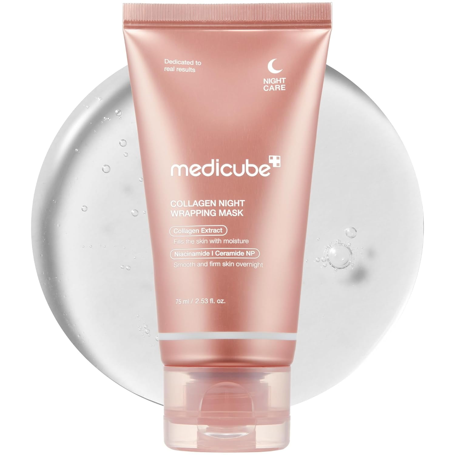 MedIcube Collagen Overnight Wrapping Peel Off Facial Mask Pack - Elasticity & Hydration Care, Reduces Sagging & Dullness - Hydrolyzed Collagen for Glowing Skin - Korean Skin Care, 2.53 Fl.oz