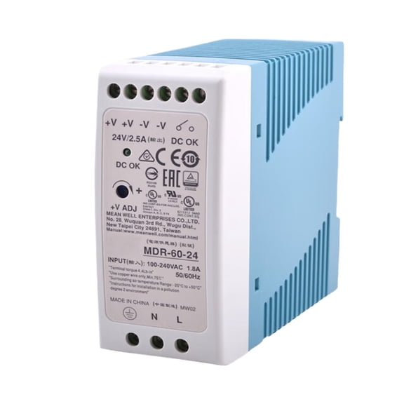 MedInnov 24V 2.5A 60W DIN Rail Power Supply, MDR-60-24 Compatible, Hazardous Location, for Industrial Control, UL Recognized