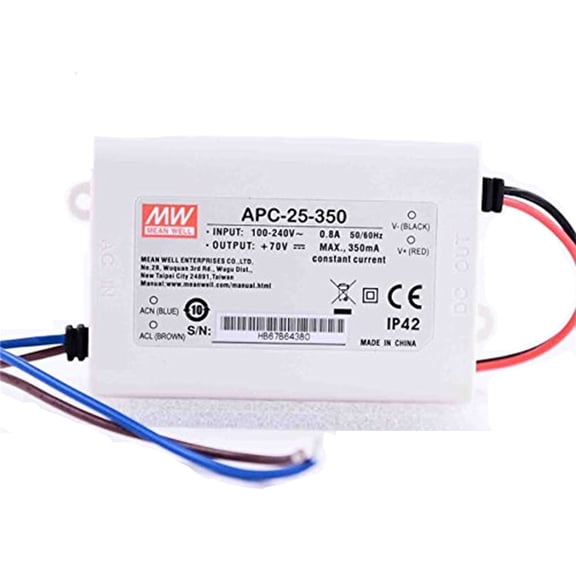 MedInnov 50V 350mA 24.5W Constant Current LED Driver - MEAN WELL APC-25-350 Reliable & Efficient
