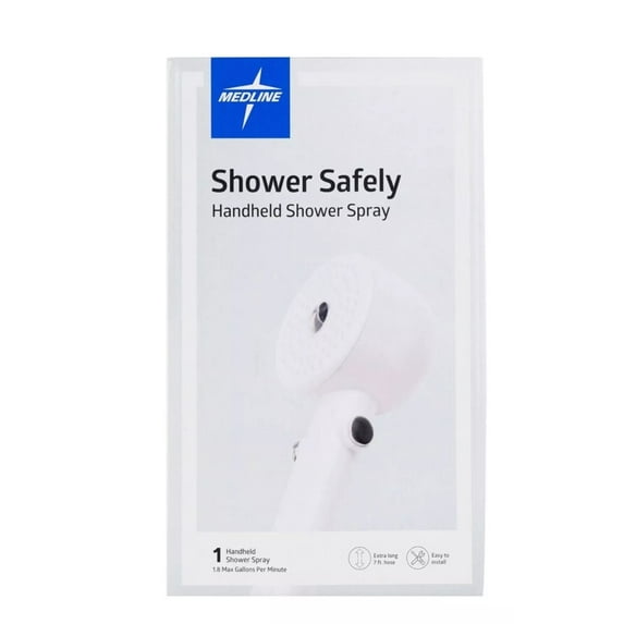 MedLine Shower Safely Handheld Shower Spray Extra Long White 7' Hose