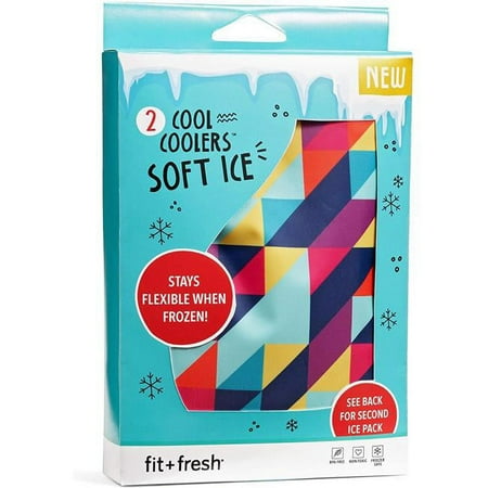 Cool Coolers Reusable Flexible Soft Ice Packs for Insulated Lunch & Cooler Bag , 2PK Multi Geo Prism