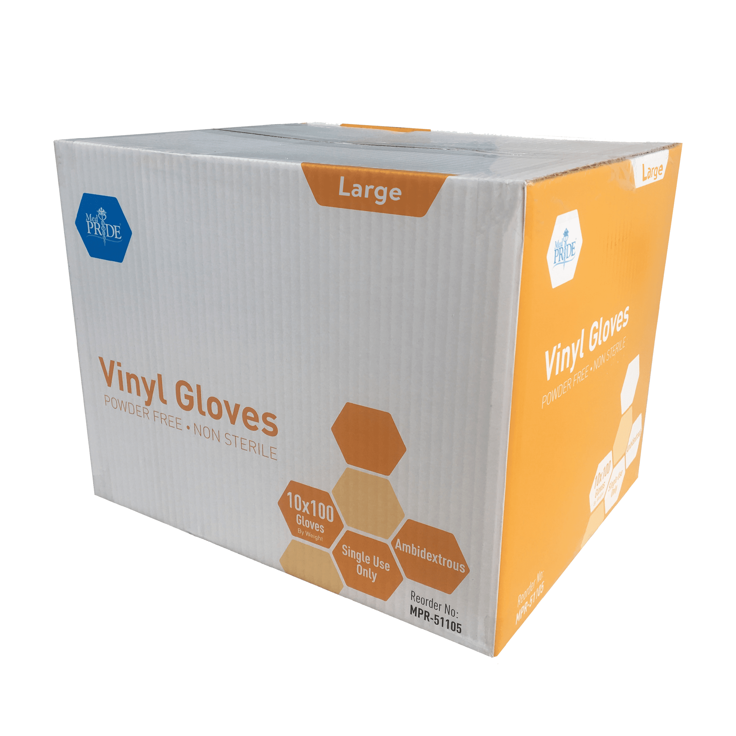 MedPride MPR51105 Powder Free Vinyl Gloves (General Purpose); Case of