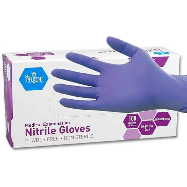 MedPride Disposable Medical Nitrile Exam Gloves, Medium, Box/100