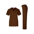 thumbnail image 1 of MedPro, Women's, Solid Medical Scrub Set V-Neck Top and Cargo Pants, Brown, 3XL, 1 of 6