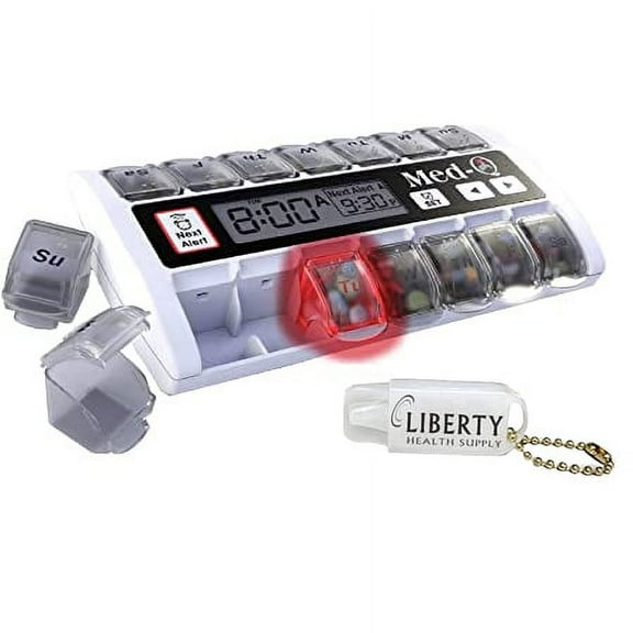 MedQ Daily Pill Box Reminder with Liberty Pill Keychain
