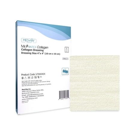 MedVance Collagen Dressing Pads, Box of 5 dressings (4"x4")