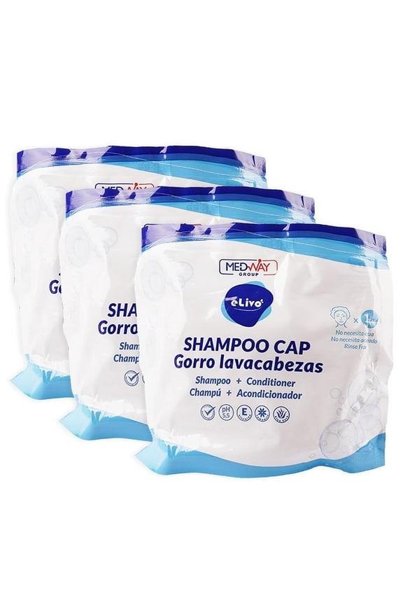 No Rinse Shampoo Cap Rinse Free Shower Cap that Shampoos & Conditions PH Balanced & Hypoallergenic Waterless Hair Wash 3 Pack
