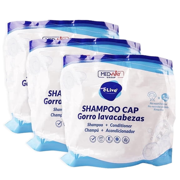 MedVance No Rinse Shampoo Caps with Conditioner, Waterless Hair Wash Cap, 3 Pack