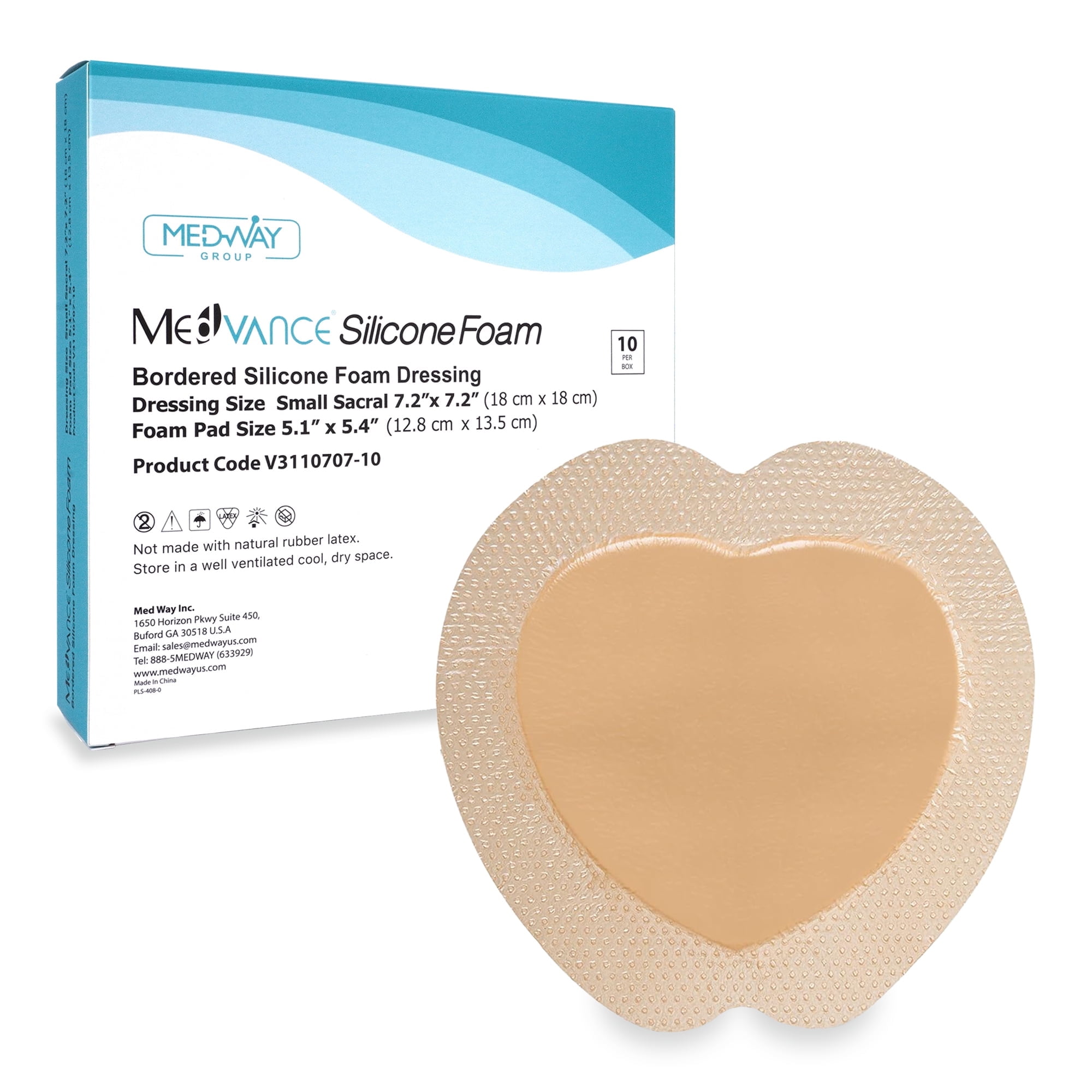 MedVance Silicone - Bordered Silicone Adhesive Foam Dressing Sacral Size 7"x 7" Box of 10 dressings