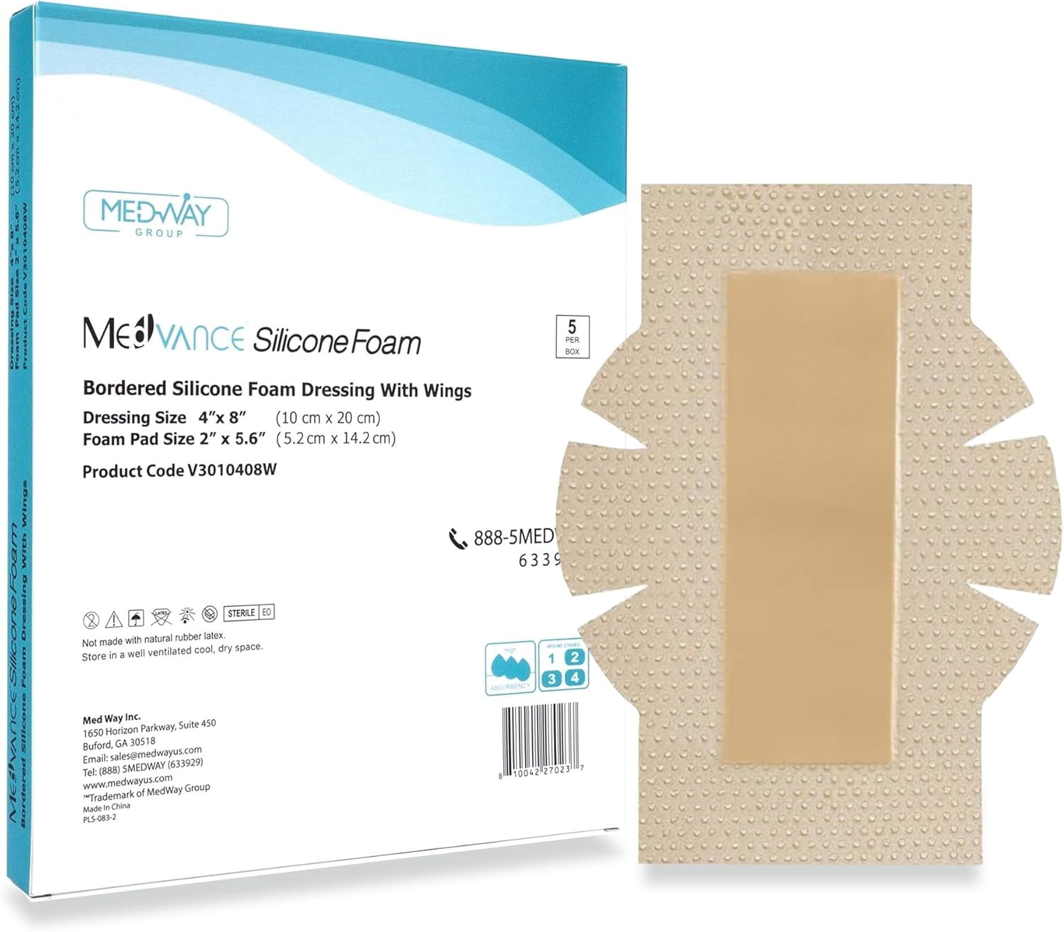 MedVance Silicone Foam Dressing w/ Adhesive Border & Wings for Post ...