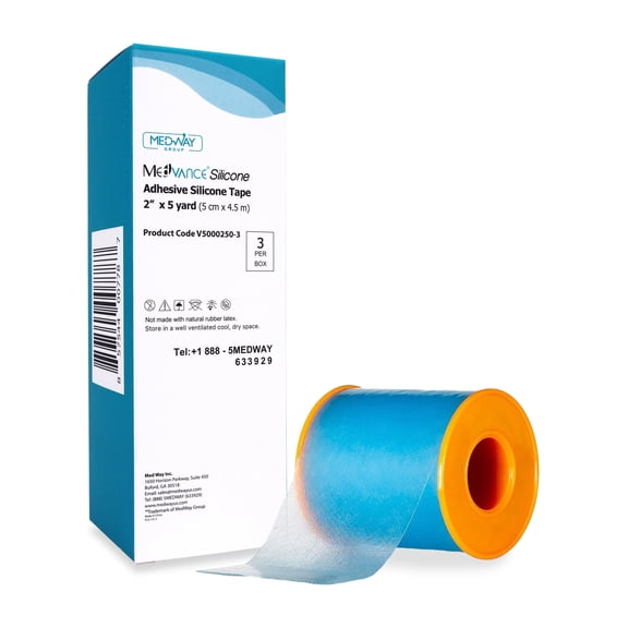 MedVance Silicone Tape 2" Wide Soft with Perforation and Cuttable (3 Pack, 5 Yards)