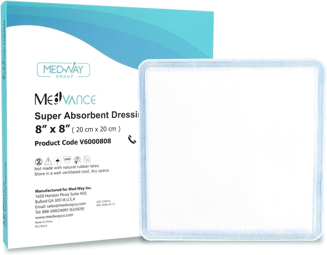 MedVance Super Absorbent Dressing, NonAdhesive Pads for Wound Care, for Pressure Ulcers & 1st