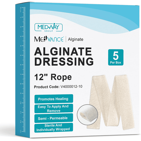 MedVance Calcium Alginate Wound Dressing for Moderate to Heavy Exuding Wounds, 5 Dressings