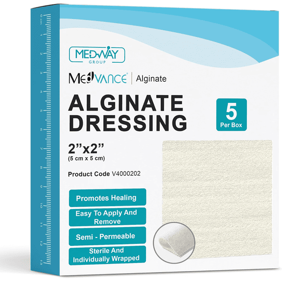 MedVance Calcium Alginate Wound Dressing for Moderate to Heavy Exuding Wounds, 5 Dressings