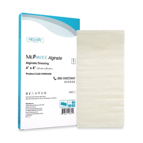 MedVance TM Alginate - Calcium Alginate Dressing 4"x8" Box of 5 dressings