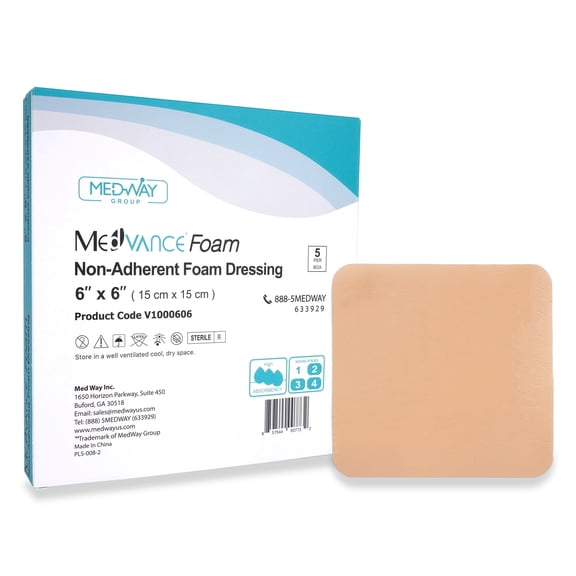 MedVance TM Foam - Waterproof Non-Adhesive Hydrophilic Foam Dressing 6"X6" Box of 5 dressings