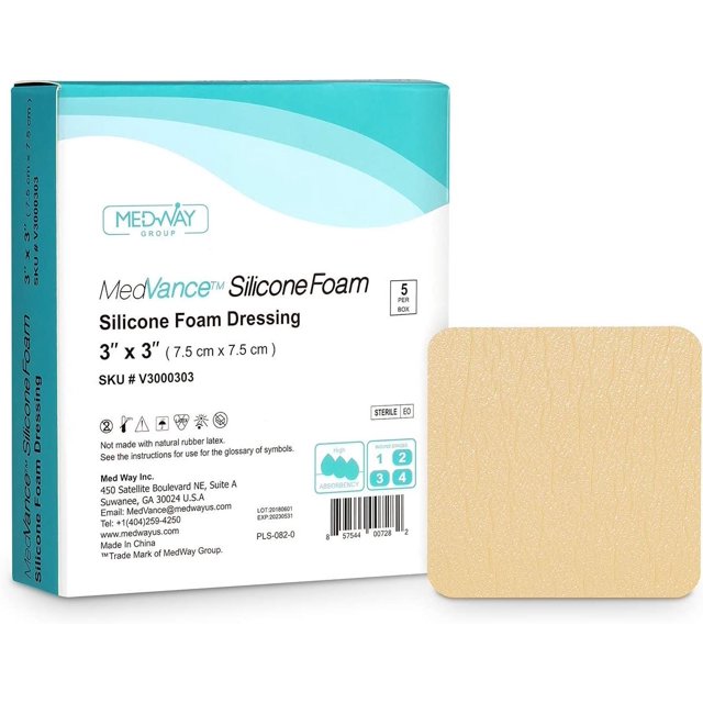 MedVance TM Silicone Silicone Adhesive Foam Absorbent Dressing, 3"x3