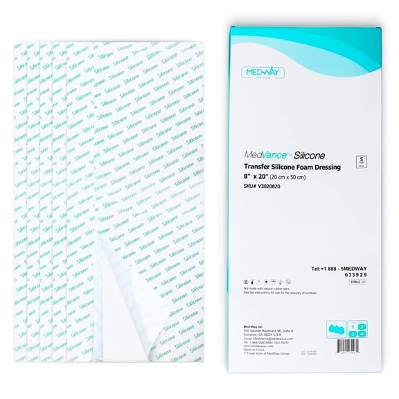 MedVance Transfer Silicone Foam Dressing, 8"x20" 5 Pack
