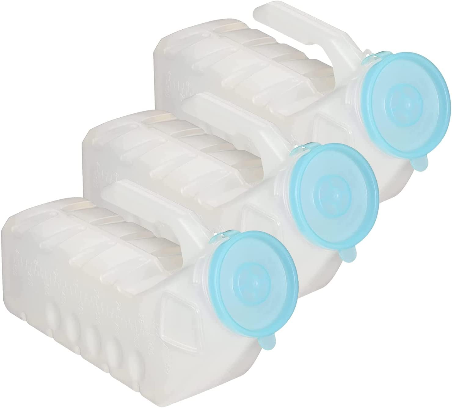 MedVance- Urinals for Men 1000ml with Glow in The Dark Spill Proof Pop Cap Lid, Plastic Pee Bottles for Men, Male Urinals, Pee Container Men, Portable Urinal for Car, Elderly & Incontinence 3 Pack