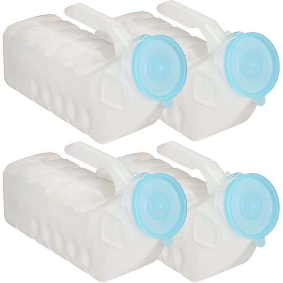 MedVance- Urinals for Men 1000ml with Glow in The Dark Spill Proof Pop Cap Lid, Plastic Pee Bottles for Men, Male Urinals, Pee Container Men, Portable Urinal for Car, Elderly & Incontinence (4 Pack)