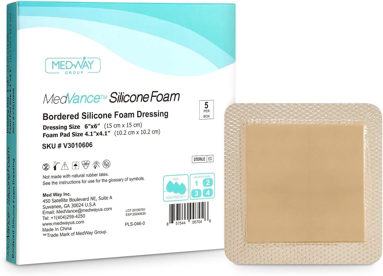Foam Dressing Mepilex Border 6 X 6 Inch Square Selfadherent Sterile