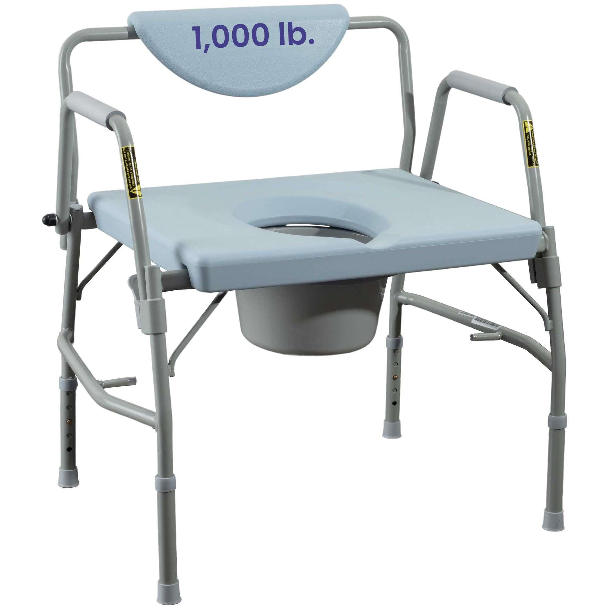 MedaCure Bariatric Adjustable Bedside Commode Chair Steel Frame Drop