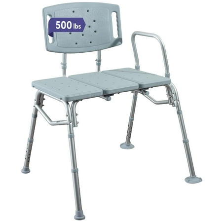 MedaCure Bariatric Transfer Bench Shower Chair for Bathtub - Adjustable and Lightweight Aluminum Frame with Seat Drainage Holes - Shower Benches for Seniors with 500 lb Weight Capacity
