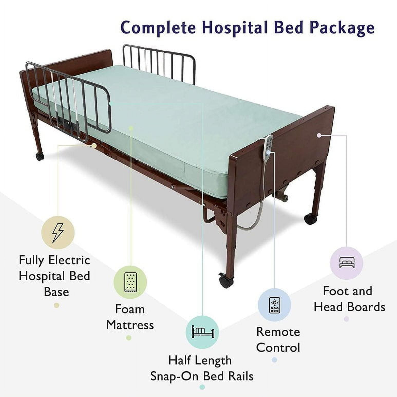 MedaCure Full Electric Hospital Bed Full Package With Mattress For Home Use Medical Bed - 36" x 80", Dual/Full Adjustment