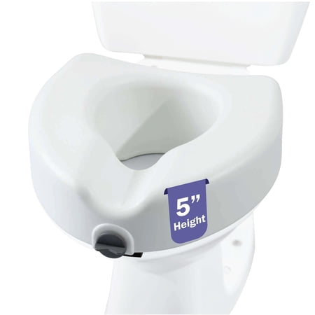 MedaCure Raised Toilet Seat Riser for Seniors with Adjustable Height, Locking Mechanism Contoured Seat, Tool Free
