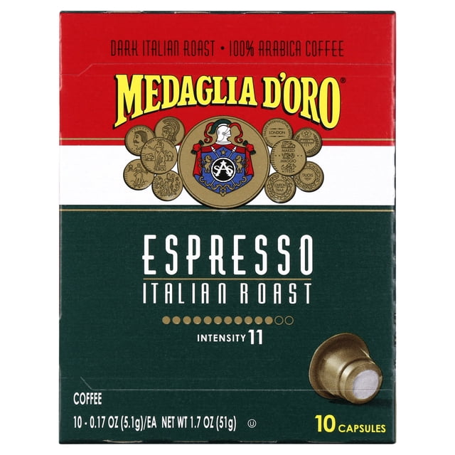 Medaglia d'Oro Espresso Capsules, Dark Italian Roast Coffee, 1.7 ounce