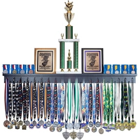 Medal Awards Rack Premier Medal Display Rack for Trophies & Medals 37 Hangers 48" x 5" x 3.5", Black