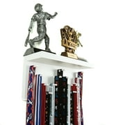 Medal Awards Rack Premier Medal Display and Trophy Shelf   White, 12
