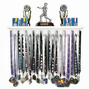 Medal Awards Rack Trophy Shelf and Award Display Rack 24 White Medal Hanger with Shelf