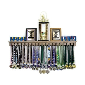 Medal Awards Rack Trophy Shelf and Award Display Rack (48" Color - Walnut)