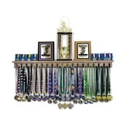 Medal Awards Rack Trophy Shelf and Award Display Rack (48 Color - Walnut)