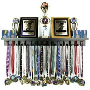 Medal Awards Rack Trophy Shelf and Award Display Rack- Black 36