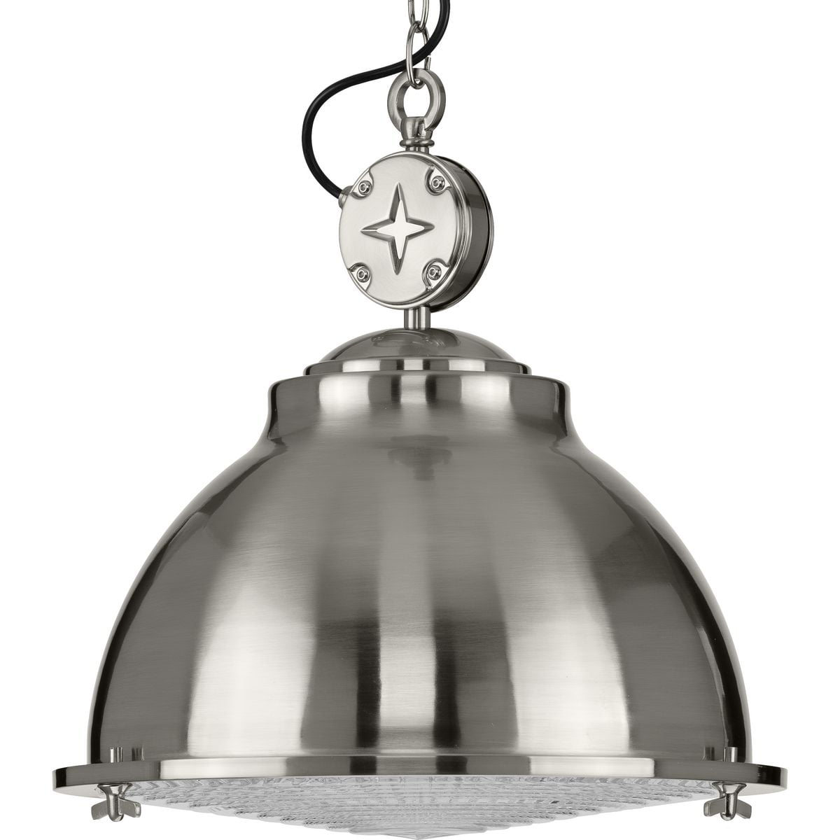 Brushed Nickel Prismatic Glass 17" Pendant Light