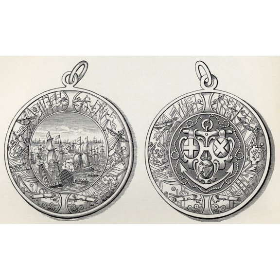 Medal Commemorating Admiral Robert Blake's Victories Over The Dutch In 1653 From The Book Short History Of The English 1