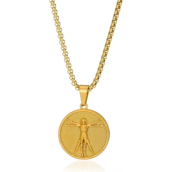 Medal Da Vincci Inspired Vitruvvian Body Proportion Amulet Necklace,Miraculous Medallion Necklace