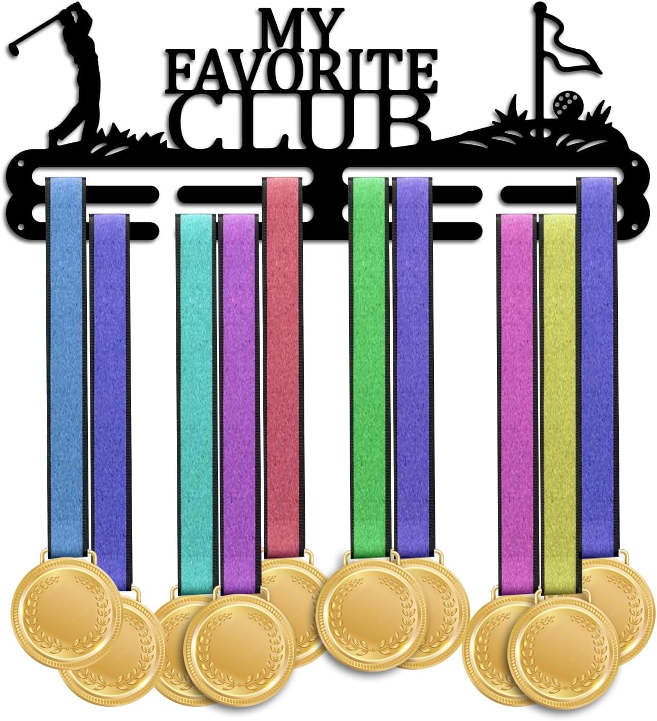 Medal Display Hanger Holder Golf Themed Medal Holder 15.7" Awards Ribbon Hanger Medal Display Wall Rack Sports Medal Hanger Display for Sports Athletes Awards Ribbons Cheer Making DIY