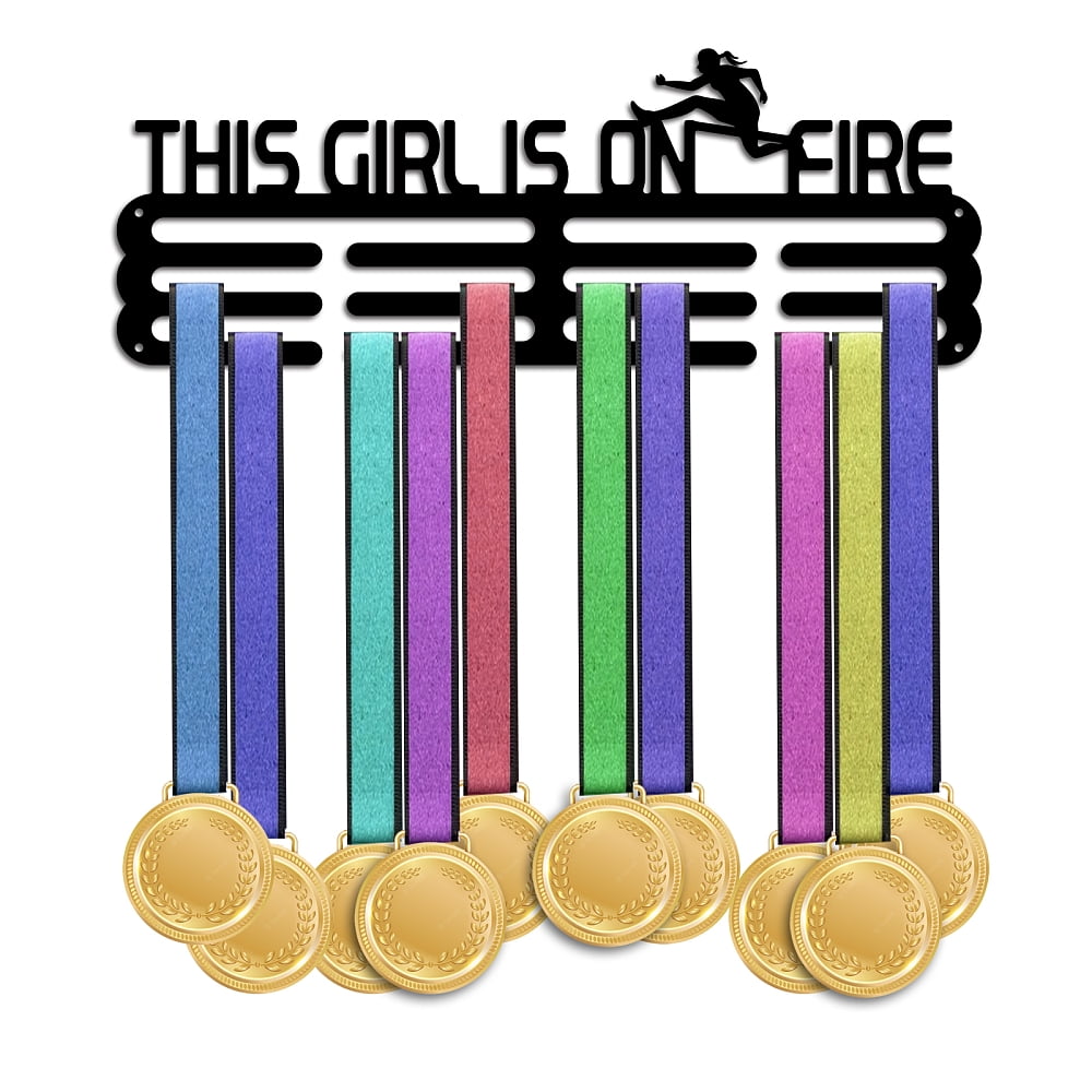 Medal Display Hanger Holder Hurdling Medal Holder 15.7" Awards Ribbon Hanger Medal Display Wall Rack Sports Medal Hanger Display for Women
