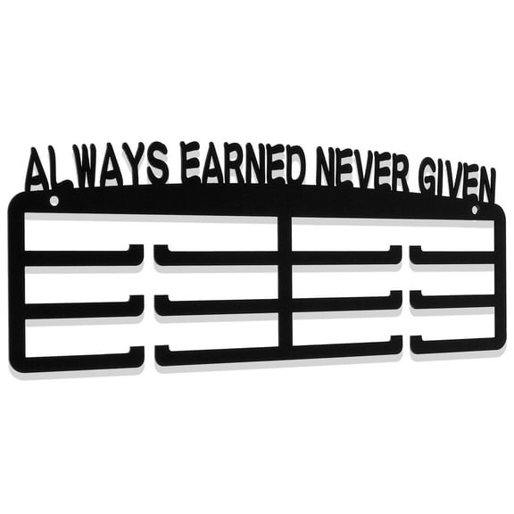 Medal Awards Rack Medal Display Hanger Wall Mounted Iron Medal Display Rack Decorative Black Medal Holder with Inspirational Words,30 x 11.2cm